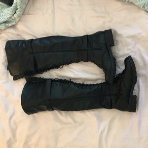 Over the knee thigh High Black Combat Boots